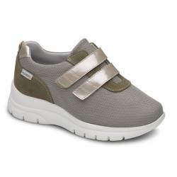 Sneaker cuña ancho especial Calzamedi 0764 Kaki con doble velcro