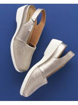 Sandalia pala elástica Calzamedi 0767 Champán puntera cerrada