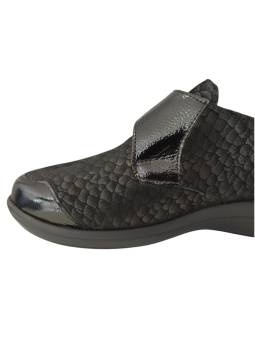 Zapato confort señora Calzamedi 0771 Coco Negro detalle juanetera
