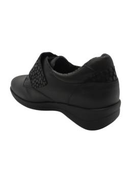 Zapato confort ancho 14 Calzamedi 0772 Negro piel y velcro