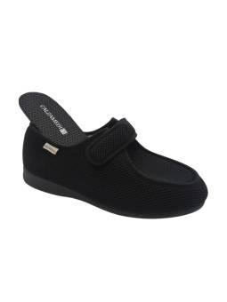 Zapatilla diabético ancho 16 unisex Calzamedi 3085 Negro con plantilla extraíble de visco