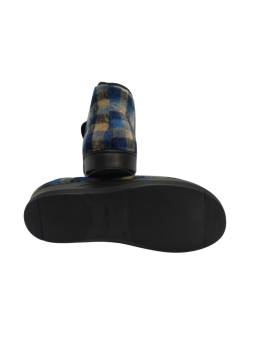 Zapatillas botín forro de borreguillo Nursing Care eucalipto, estampado azul con suela antideslizante