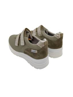 Sneaker cuña ancho especial Calzamedi 0764 Kaki con plantilla extraíble