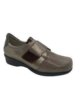 Clement Salus Amsterdam zapato pala elástica mujer ancho 14 con velcro y cuña 3 cm
