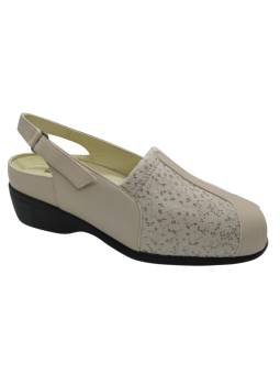 Clement Salus Bergamo Beige - Sandalia extra ancha con pala elástica y plantilla extraíble