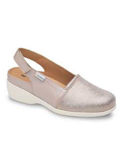 Calzamedi 0829 Sandalia Extra Ancha Mujer con Puntera Cerrada y Pala Elástica color beige