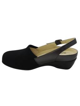 Clement Salus 1956 negro. Zapato destalonado con velcro con cuña