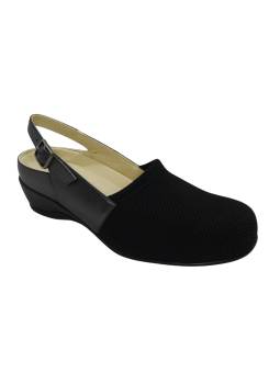 Clement Salus 1956 negro. Zapato destalonado con velcro pala elástica