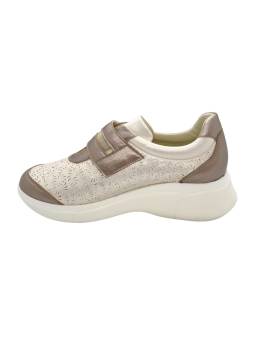 Clement Salus Cerdeña. Sneaker cómodo mujer piel troquelada y velcro