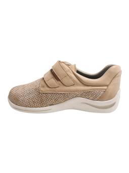 Calzamedi 0790 Beige. Zapato deportivo ancho 16 cierre doble velcro